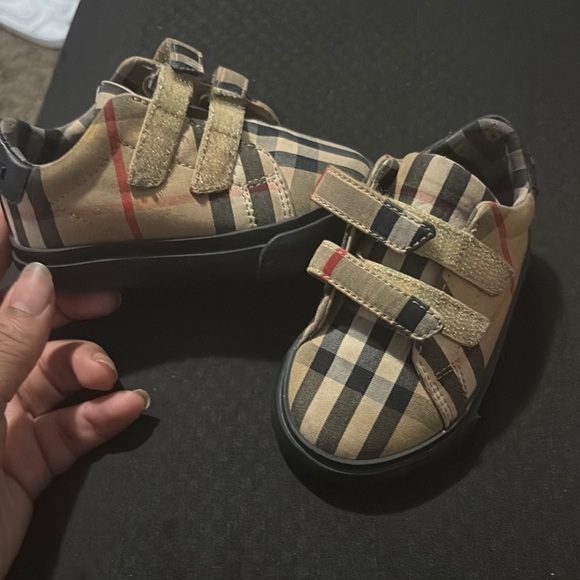 Burberry Kids Plaid Sneakers - Tan and Black